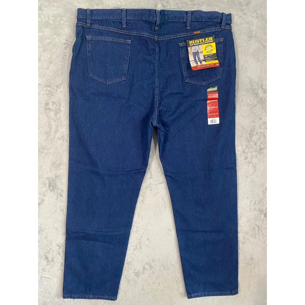 NWT Rustler Jeans 48x32 Blue Regular Fit Straight Leg Heavyweight Denim Workwear